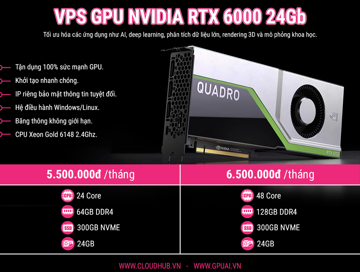 VPS GPU NVIDIA RTX 6000 24GB