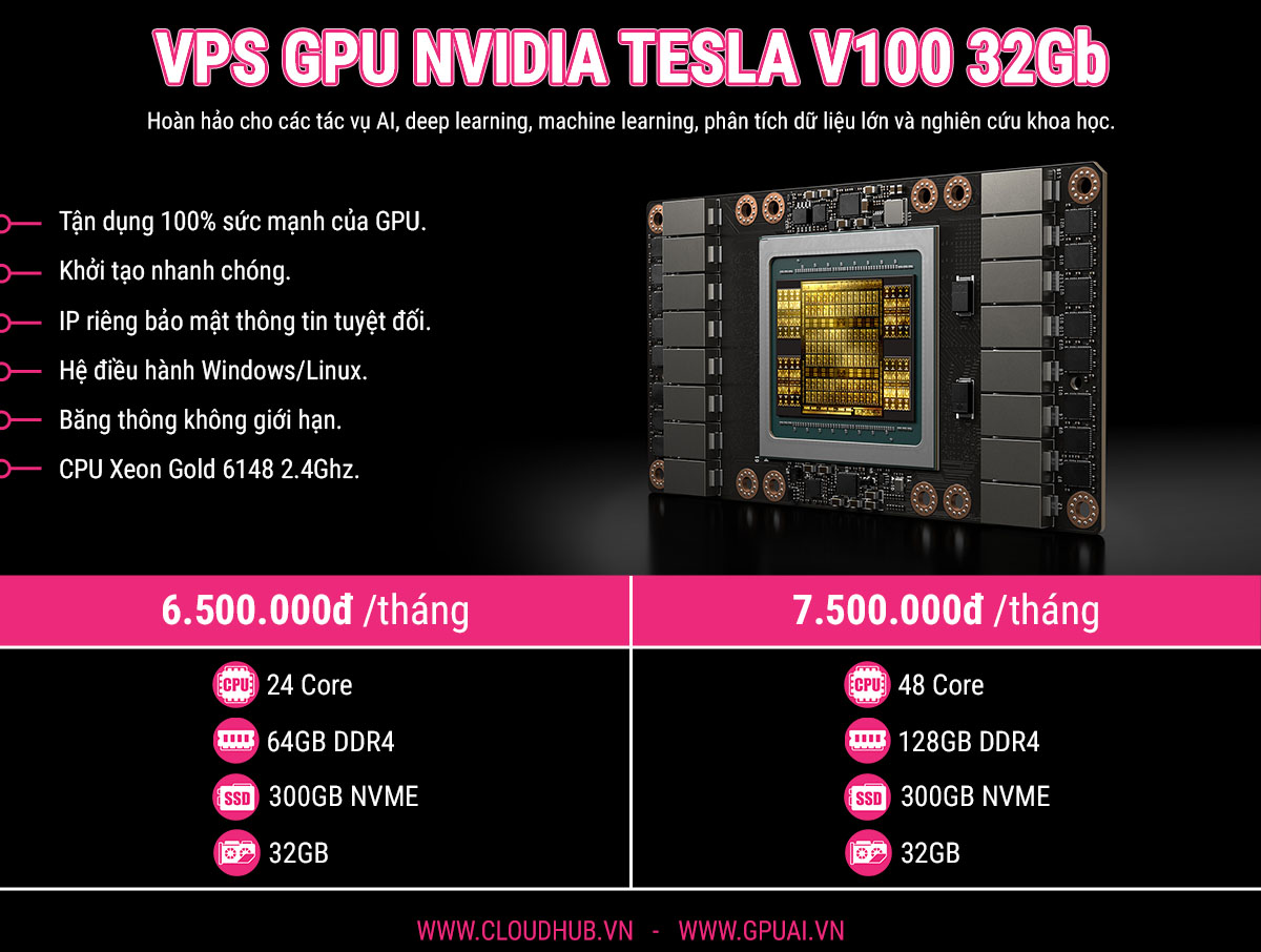 VPS GPU NVIDIA Tesla V100 32GB