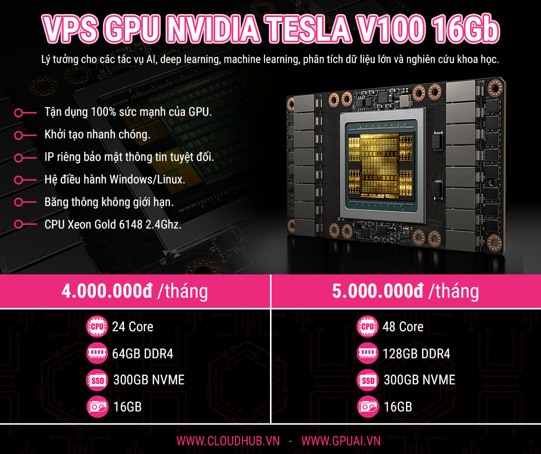 VPS GPU NVIDIA TESLA V100 16GB